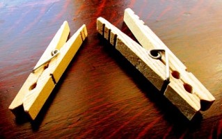 old and new clothespins