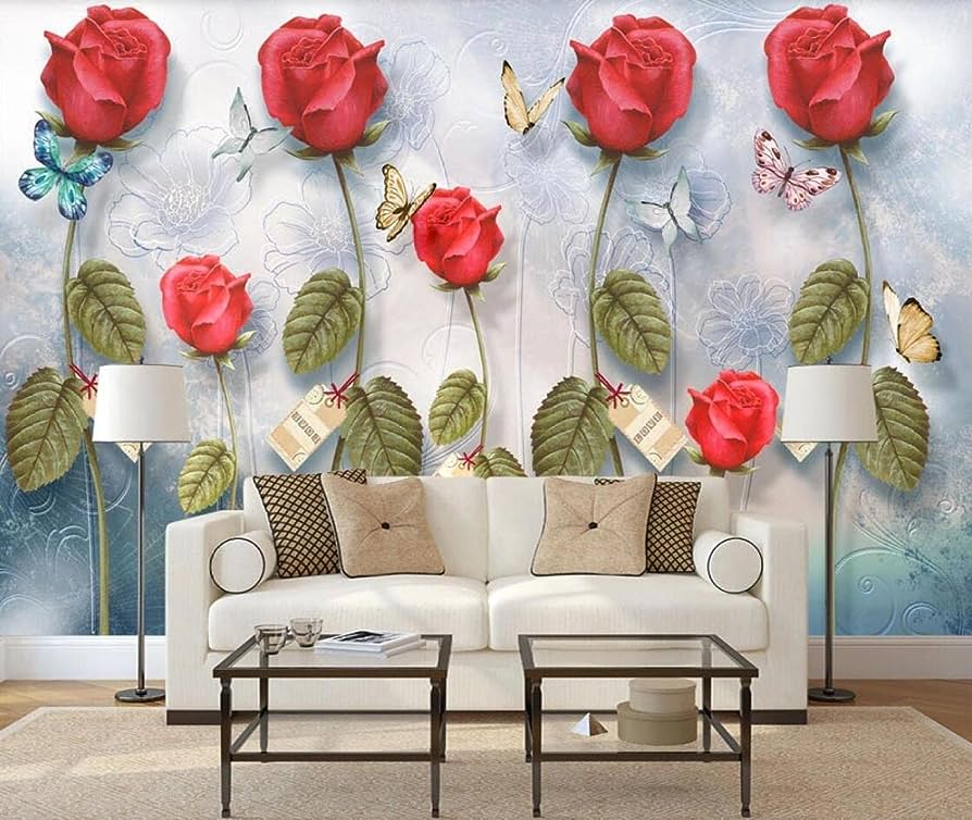 3D Big Red Flower Wallpaper
