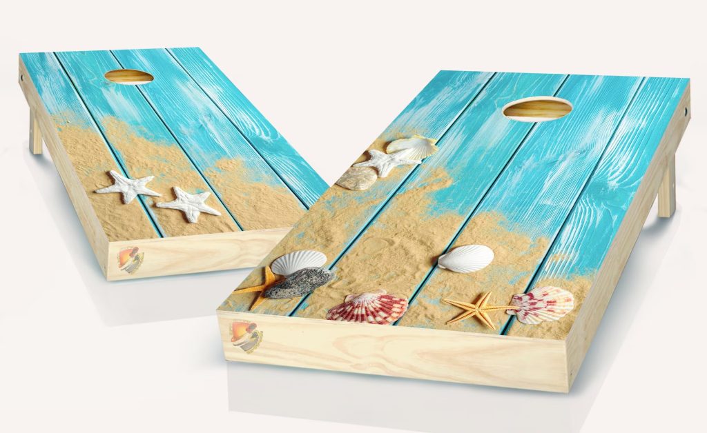 Beach and Seashells Theme Cornhole Boards
