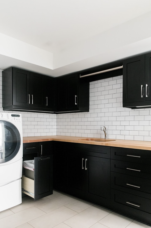 Black And White Laundry Room