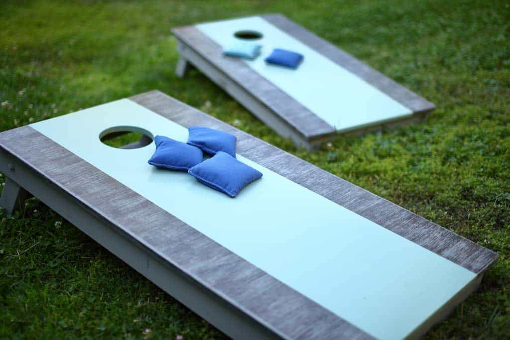 Blue Striped Cornhole Boards