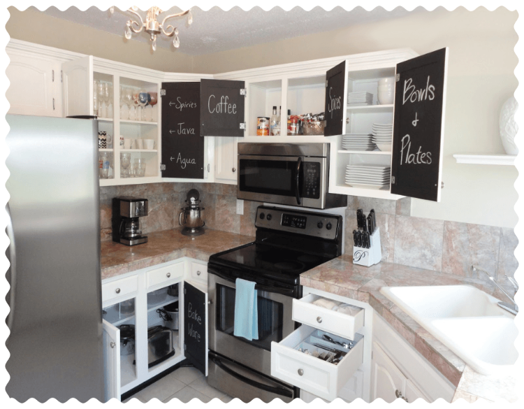 Chalkboard Painted Kitchen Cabinets