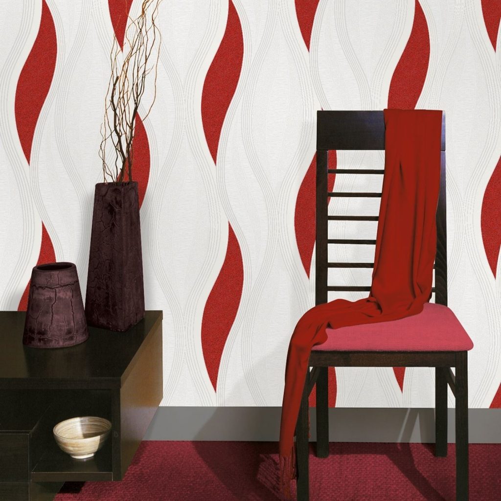 Embossed Textured Red Wallpaper