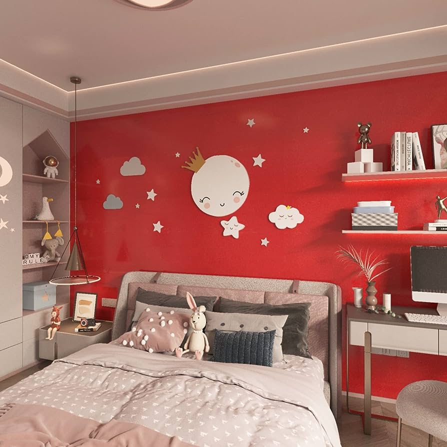 Glossy Mural Red Wallpaper