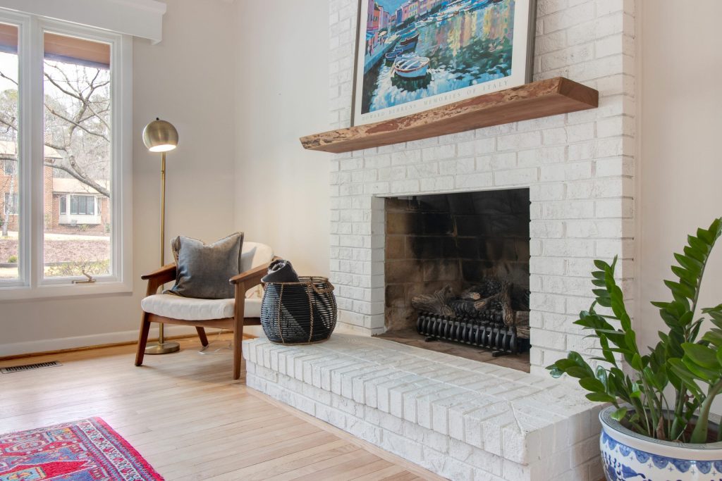 Paint the Brick Fireplace with Grey Colour