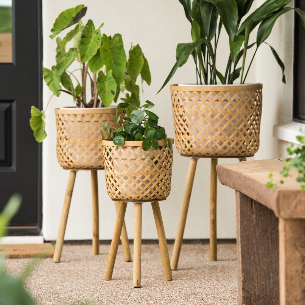 Plant Stands from Hats and Baskets