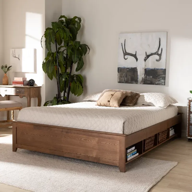 Platform Bed with Shelves Built Below