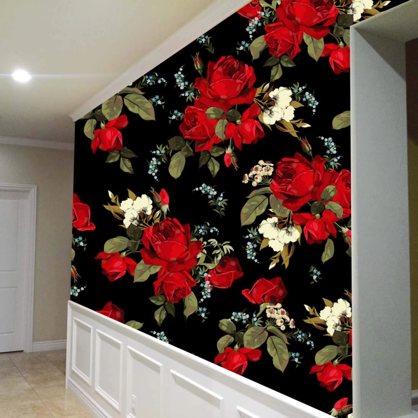 Red Rose Dark Floral Wallpaper.jpeg