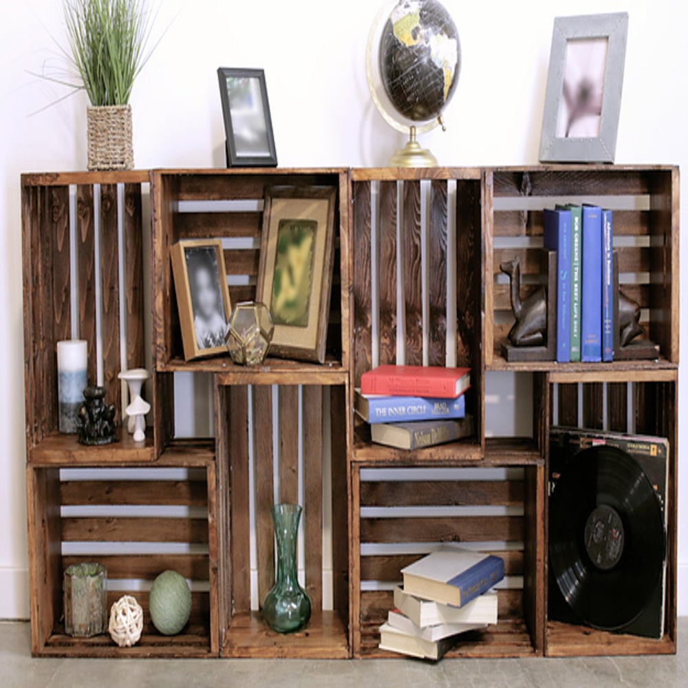 Repurposed Crate Shelves