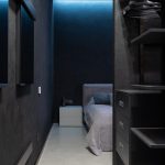 Tricorn Black Bedroom with a Midcentury Feel